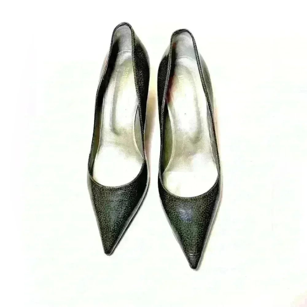 Bruno Magli Women’s‎ Vero Cuio Green Black Spotted Heels Size 6.5